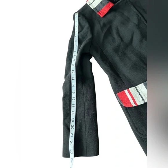 Dolce & Gabbana Black Wool Crepe Contrast Trim Detail Button Front Coat Size 46 - Picture 7 of 16